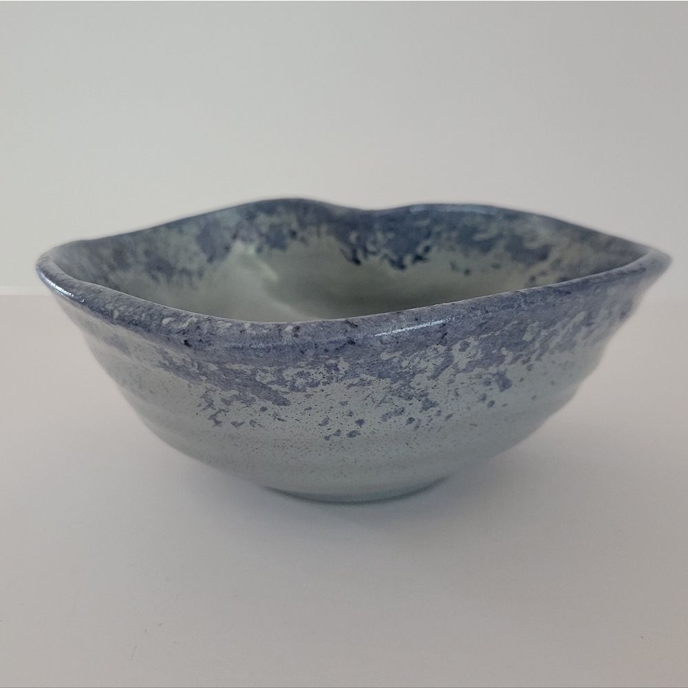 Crowded House Heart Shaped Blue Handthrown Pottery Ceramic Bowl